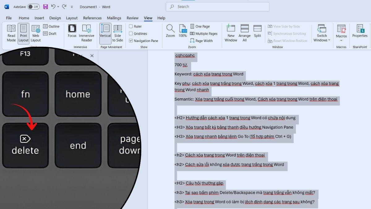 Cách xóa trang trong Word bằng lệnh Go To 