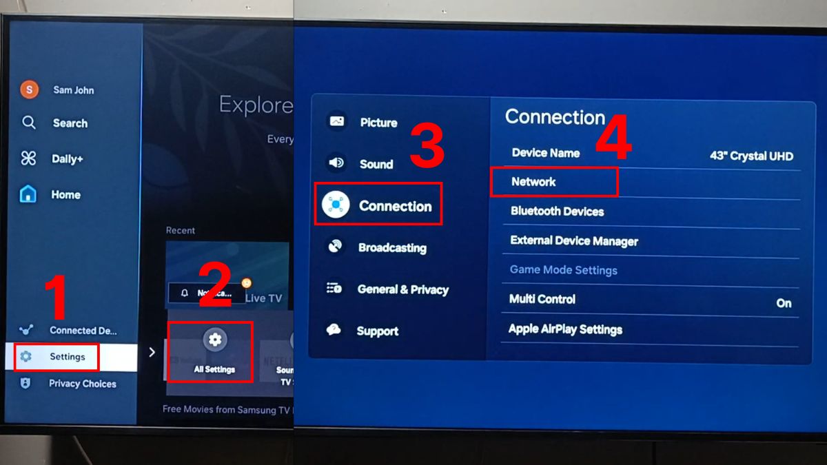 Cách xem địa chỉ IP của tivi Samsung