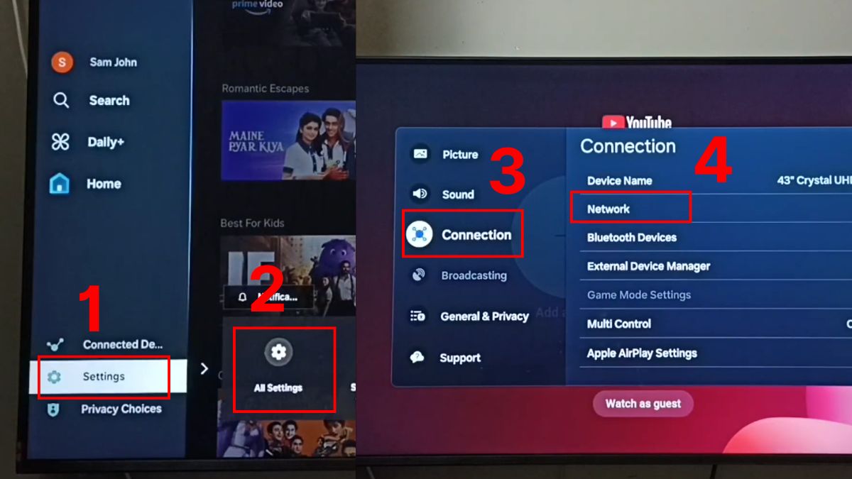 Cách cài đặt IP cho tivi Samsung bằng WiFi (IP tĩnh)