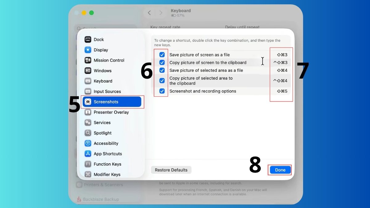Cách cài đặt phím tắt chụp màn hình trên MacBook