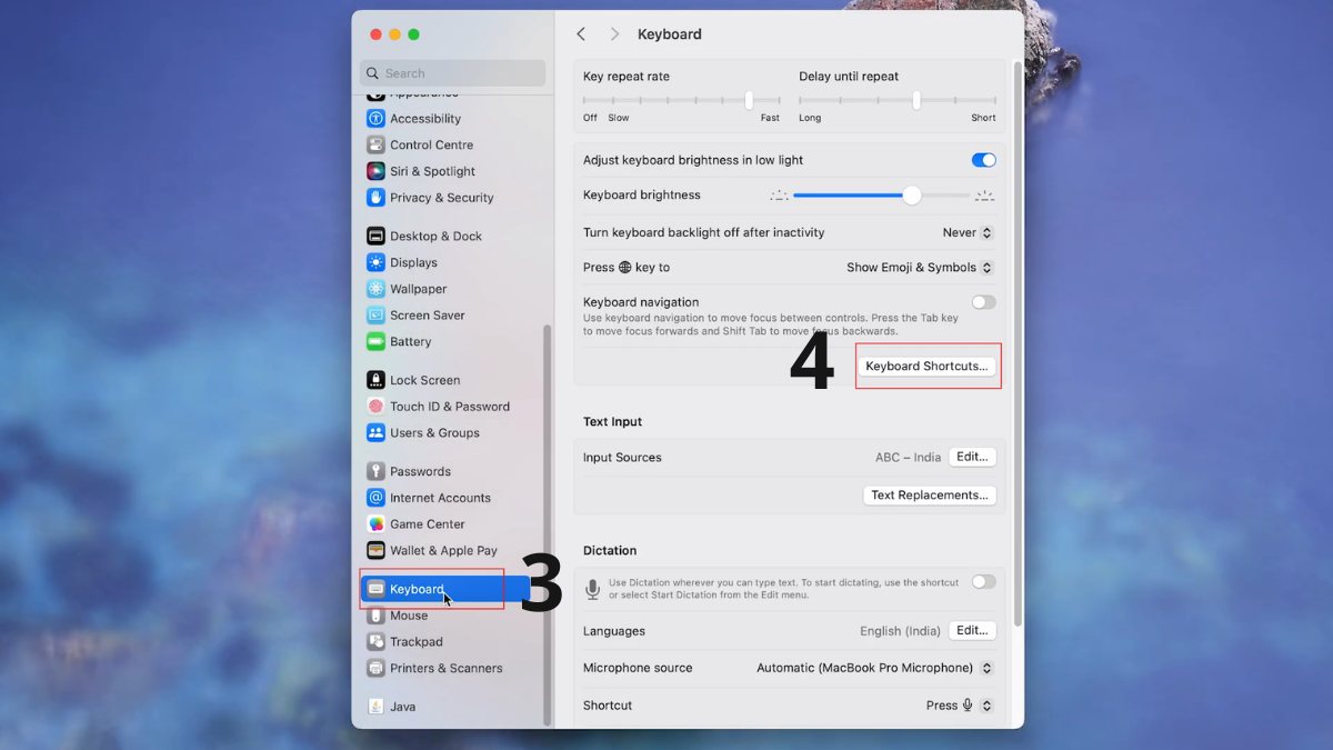 Cách cài đặt phím tắt trên MacBook bằng System Settings