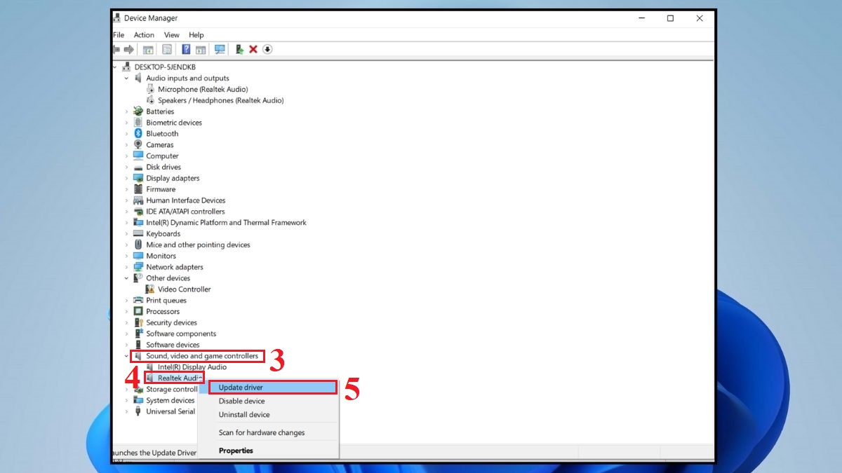 Cập nhật Driver âm thanh mới nhất bước 2