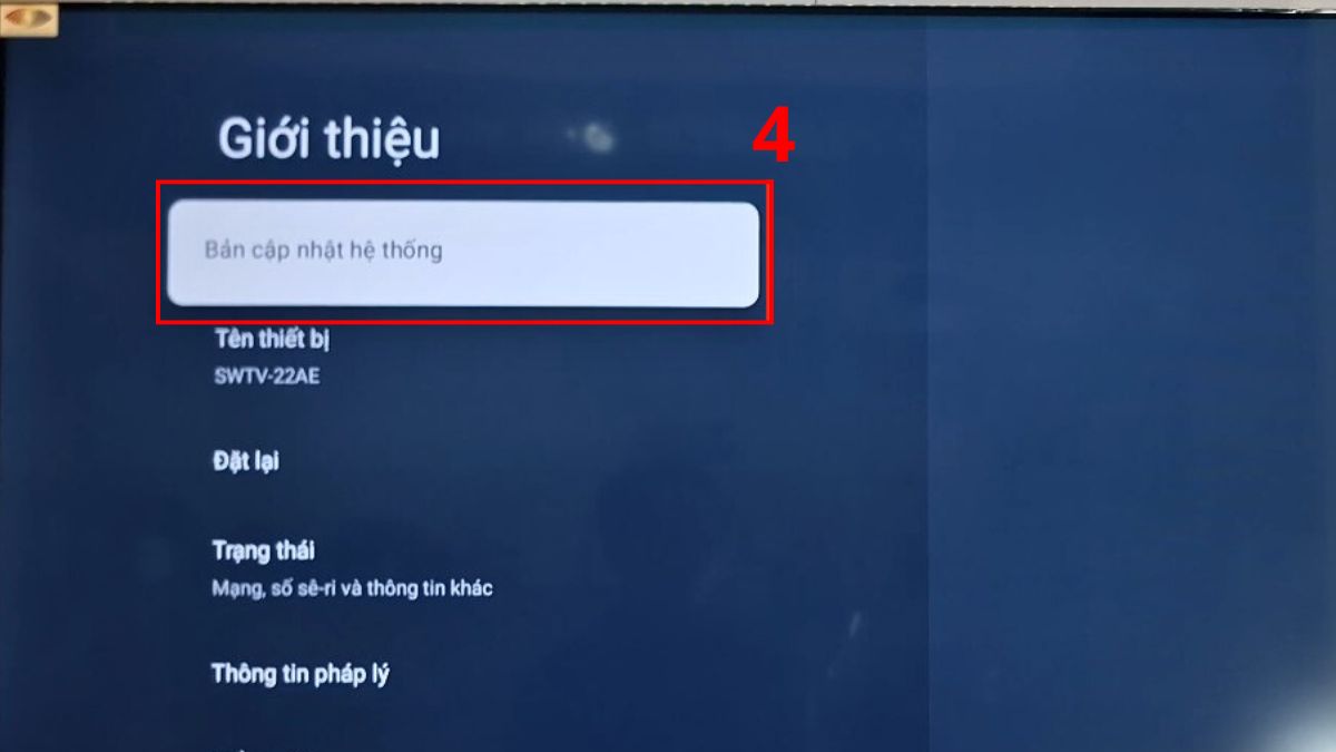 Cách cập nhật phần mềm tivi sony theo cách thủ công qua Internet bước 3