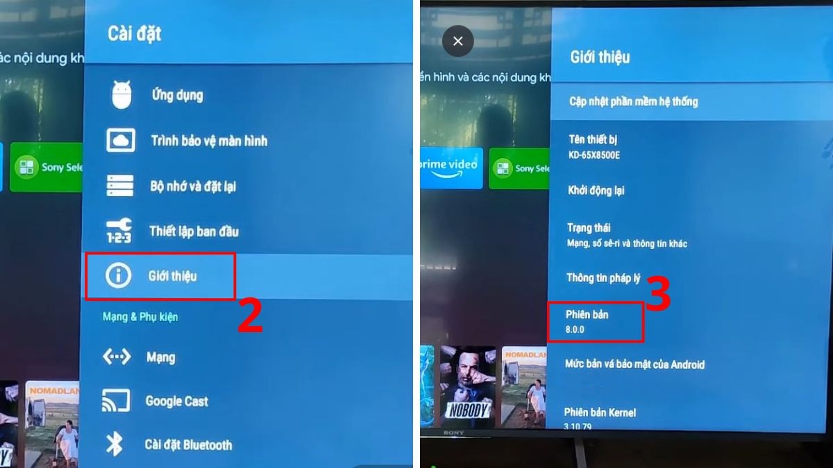 Cách kiểm tra tivi Sony đã cập nhật phần mềm chưa bước 2