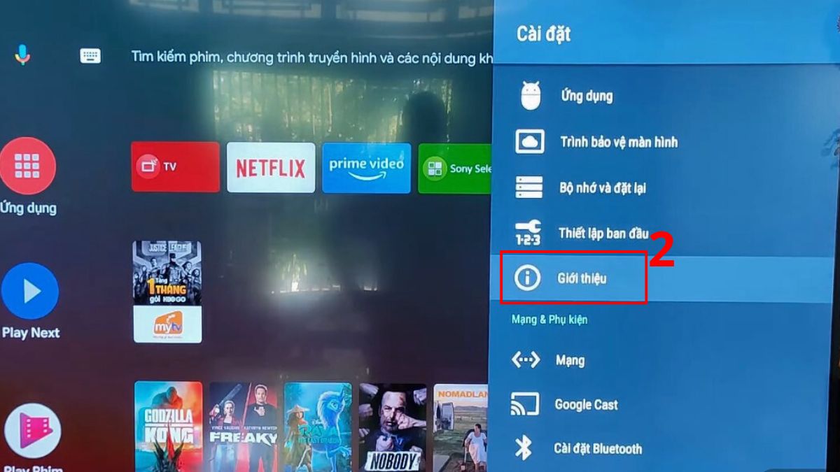 Cách cập nhật phần mềm tivi Sony tự động qua Internet bước 2