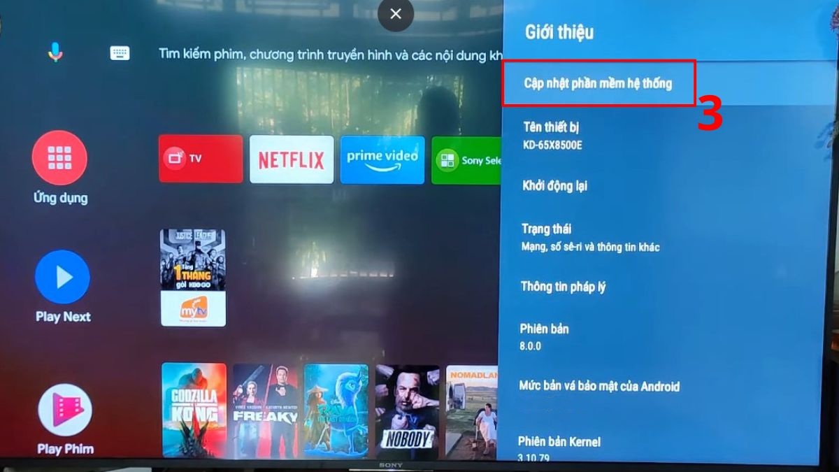 Cách cập nhật phần mềm tivi Sony tự động qua Internet bước 3