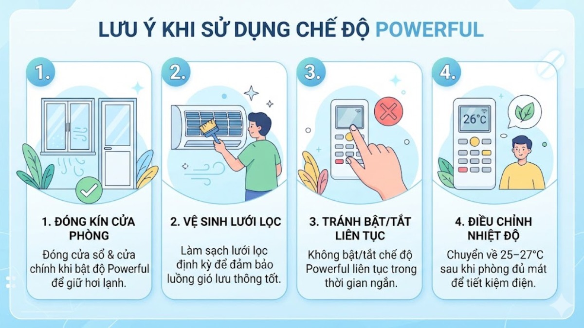 Lưu ý khi sử dụng chế độ Powerful