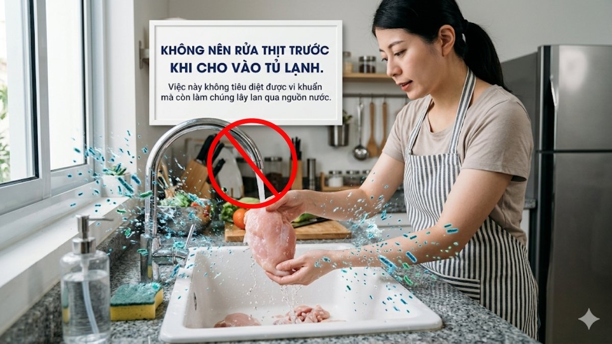Có nên rửa thịt trước khi cho vào tủ lạnh không?