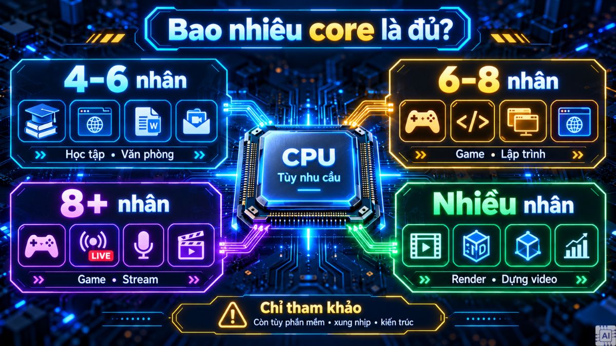 Máy tính cần bao nhiêu Core là đủ?