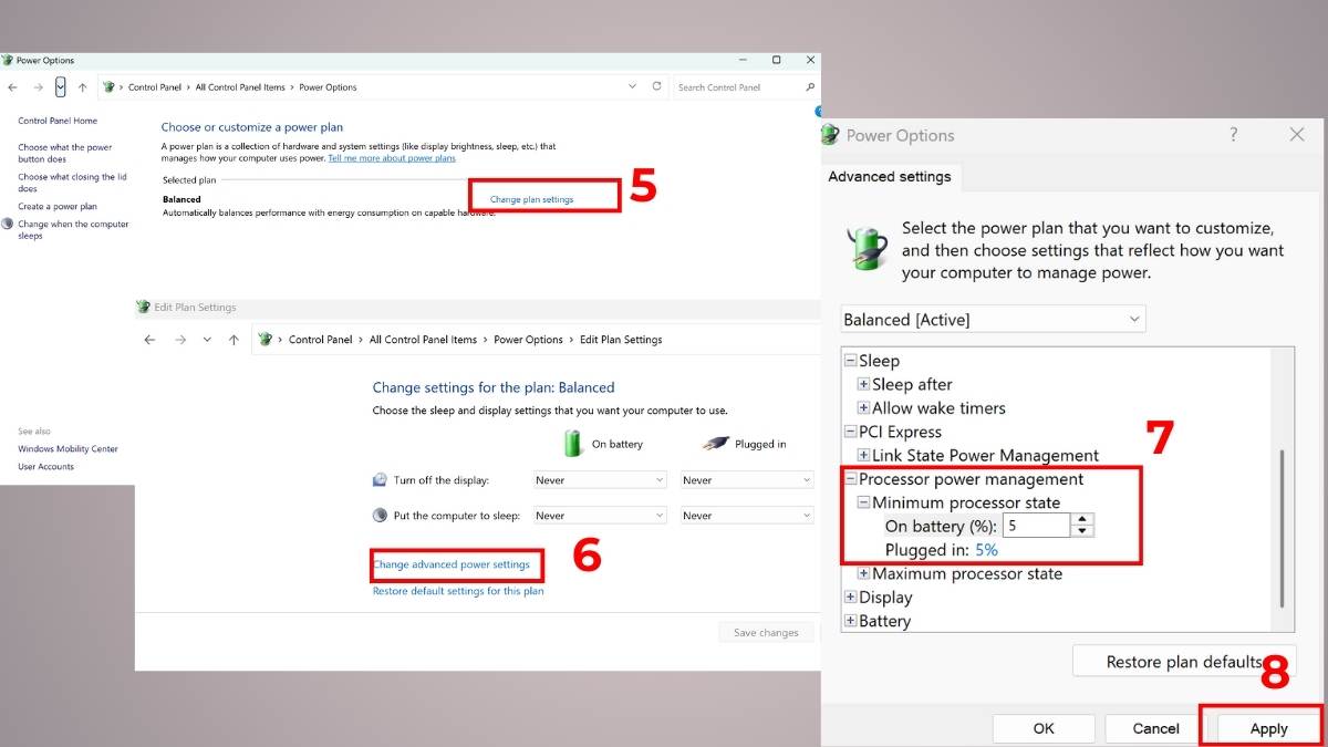 Cách khắc phục CPU throttling: Điều chỉnh Power plan bước 2