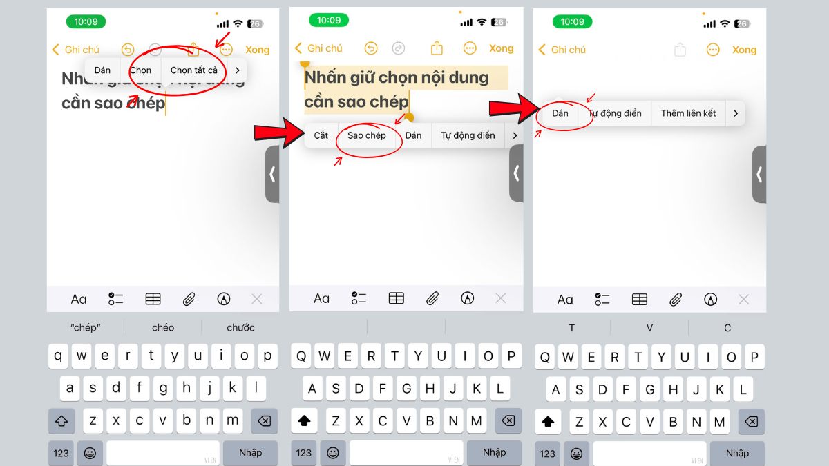 Cách dán nội dung trên điện thoại