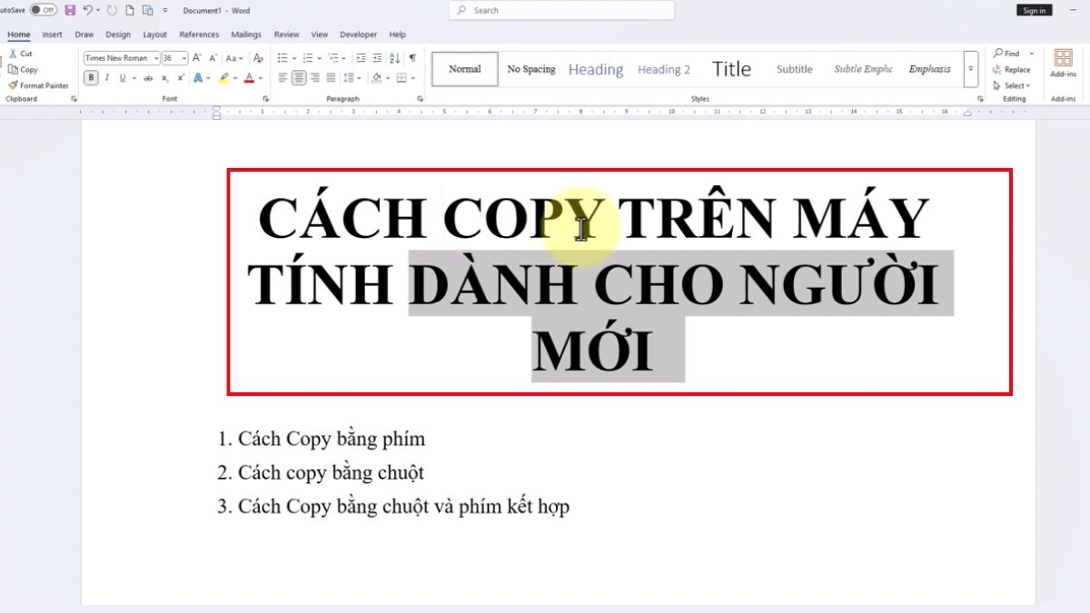 Cách dùng Ctrl+V trên Windows bước 1