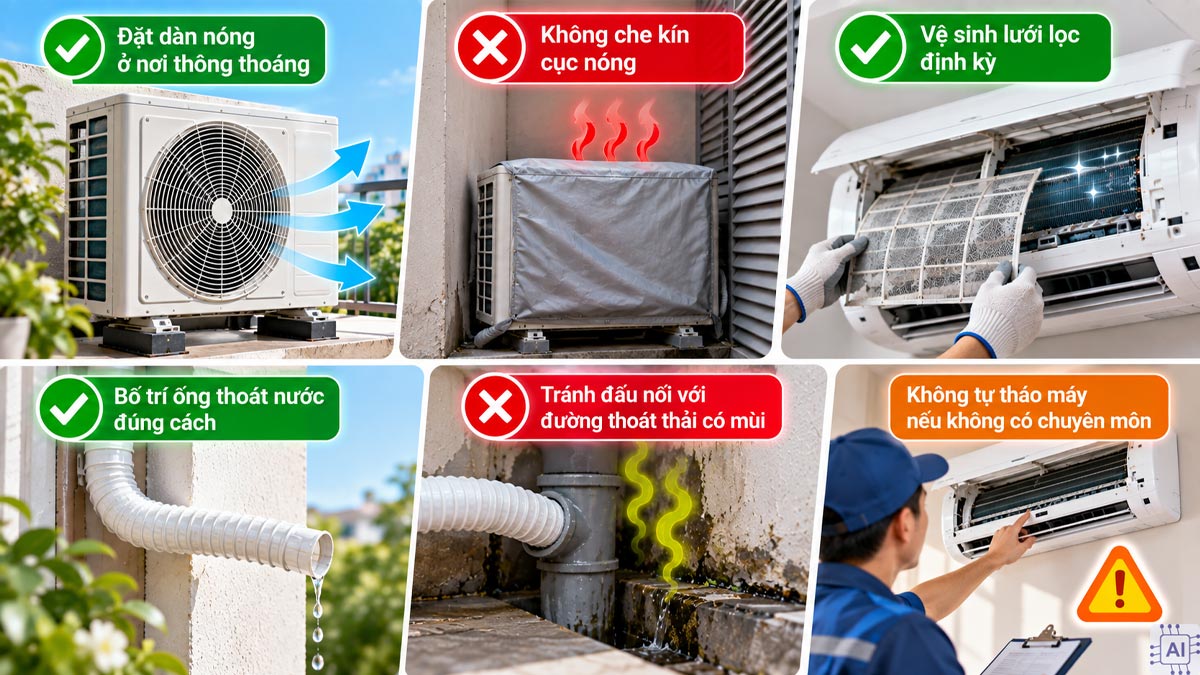 Lưu ý khi lắp đặt và sử dụng máy lạnh