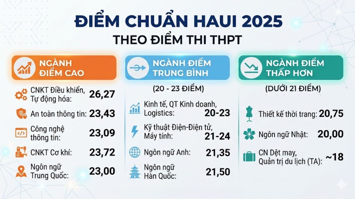 Điểm chuẩn HaUI 2025 theo điểm thi tốt nghiệp THPT