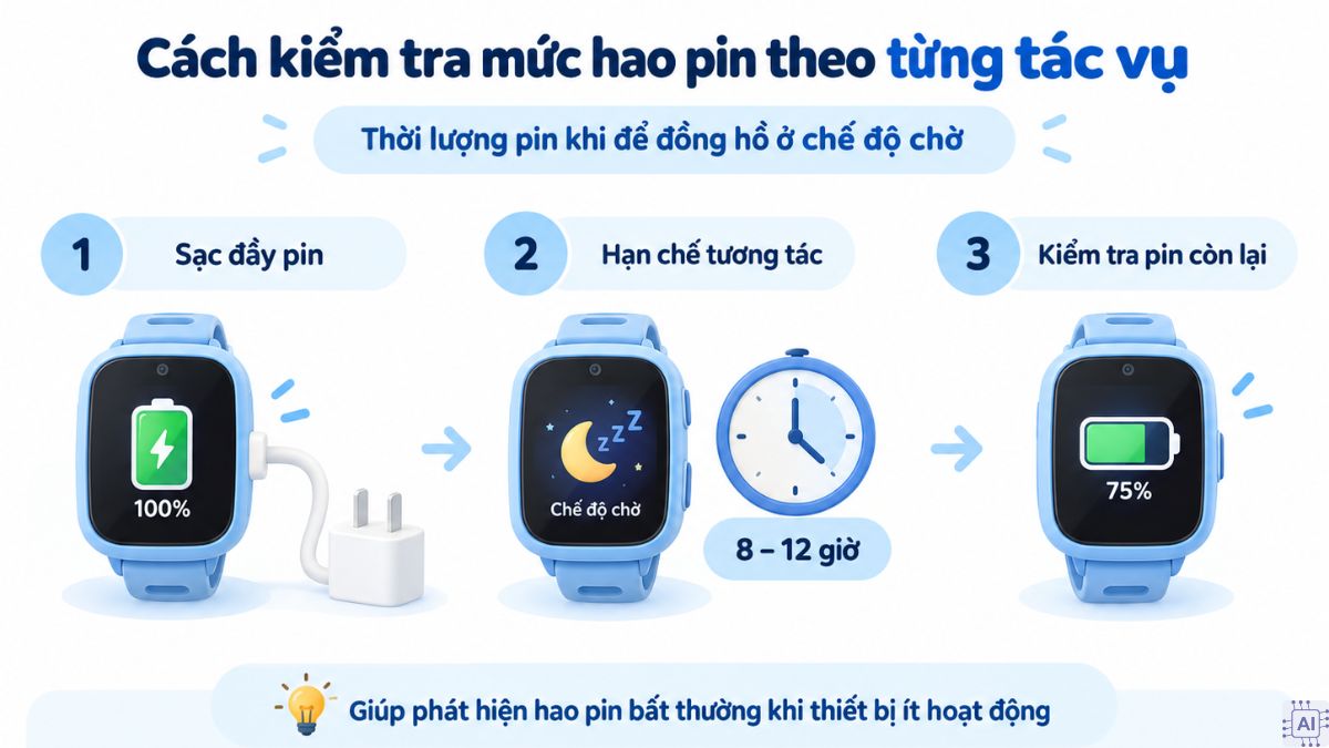 Cách kiểm tra mức hao pin theo từng tác vụ