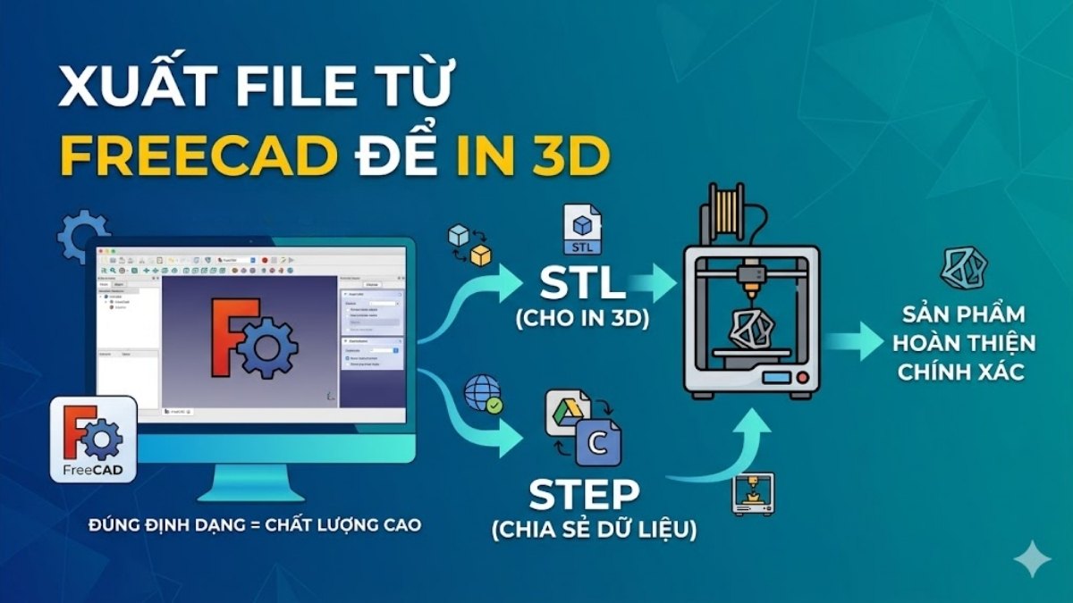 FreeCAD cho phép xuất file sang nhiều định dạng 