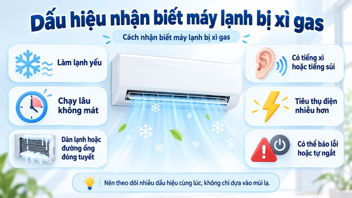 Dấu hiệu nhận biết máy lạnh bị xì gas