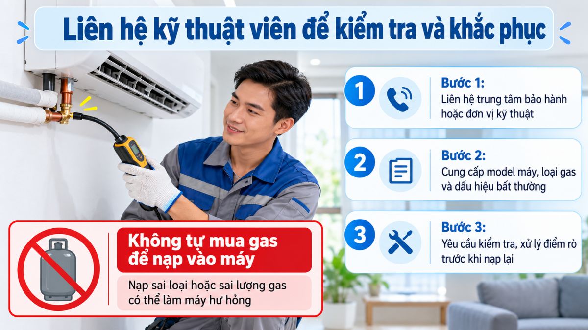 Cách xử lý khi máy lạnh bị rò rỉ gas