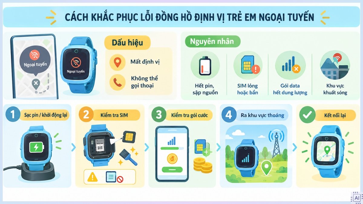 Cách khắc phục lỗi đồng hồ định vị trẻ em ngoại tuyến