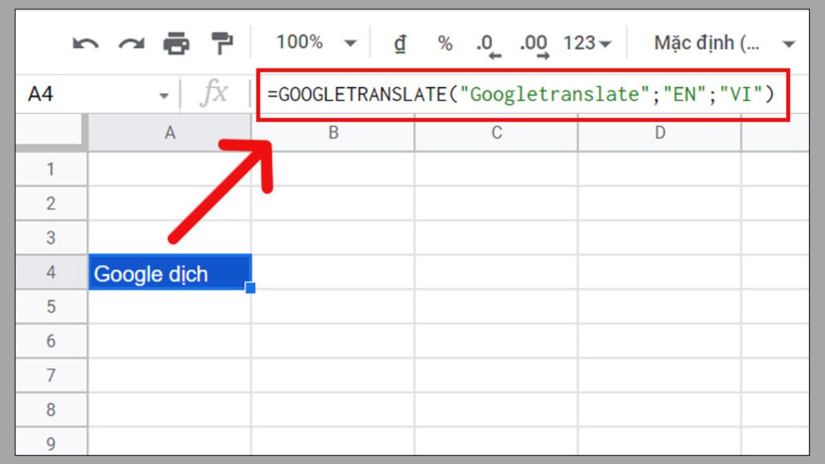 Hàm Google Translate giúp dịch nhanh văn bản sang nhiều ngôn ngữ 