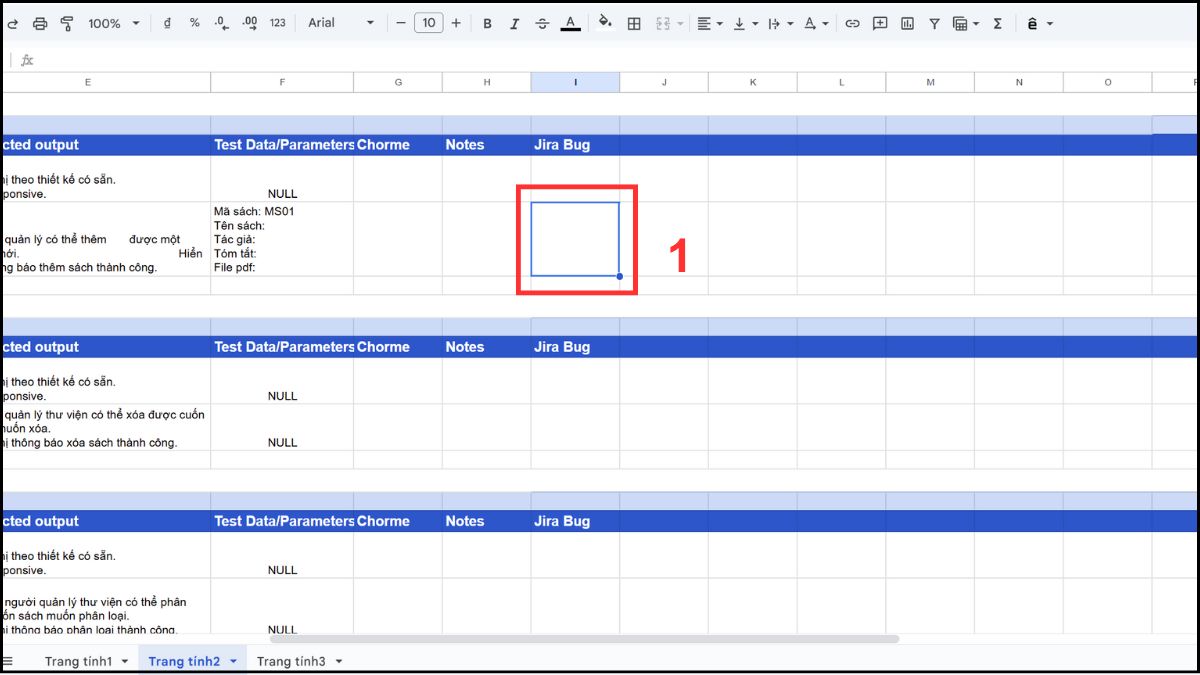 Sử dụng hàm HYPERLINK trong Google Sheet chèn một link đơn lẻ bước 1