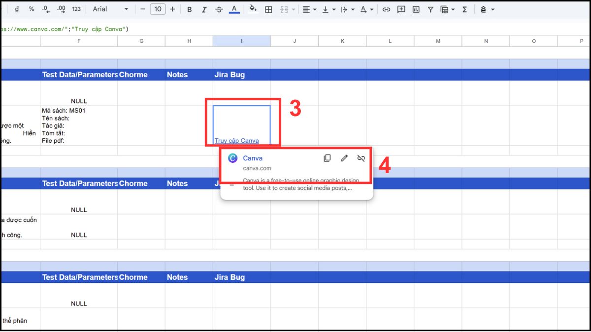 Sử dụng hàm HYPERLINK trong Google Sheet chèn một link đơn lẻ bước 3