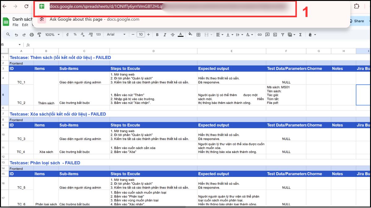 Hàm HYPERLINK trong Google Sheet tạo danh mục, mục lục, liên kết giữa các sheet trong cùng file bước 1