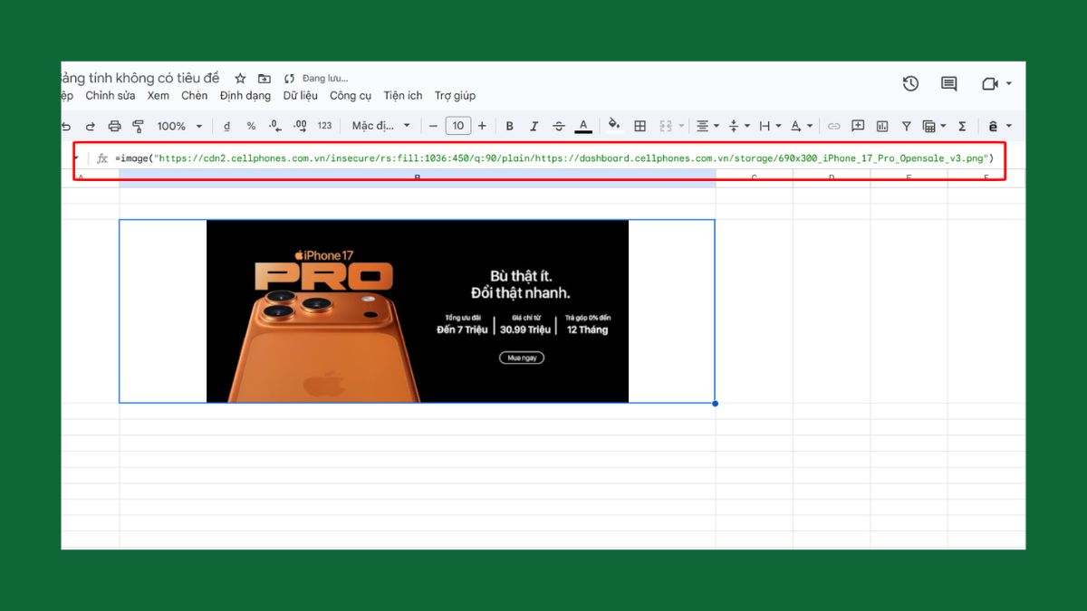 Hàm IMAGE trong Google Sheet giúp người dùng chèn hình ảnh trực tiếp vào ô tính