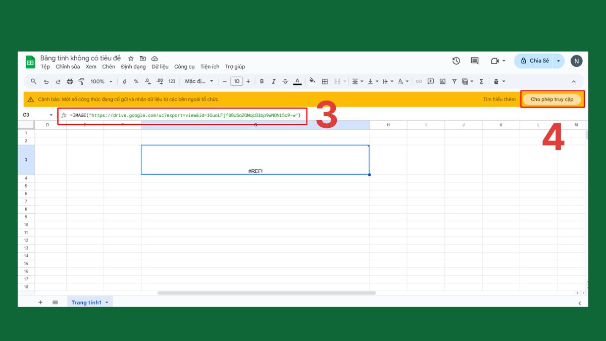 Hàm IMAGE trong Google Sheet chèn ảnh từ Google Drive Bước 3