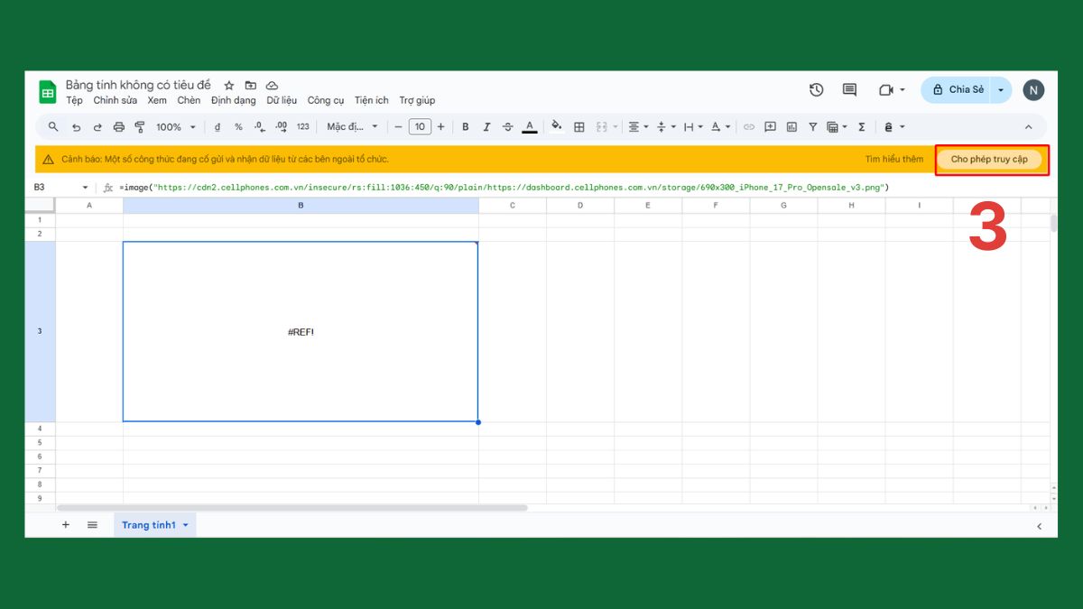 Hàm IMAGE trong Google Sheet chèn ảnh bằng URL công khai Bước 3
