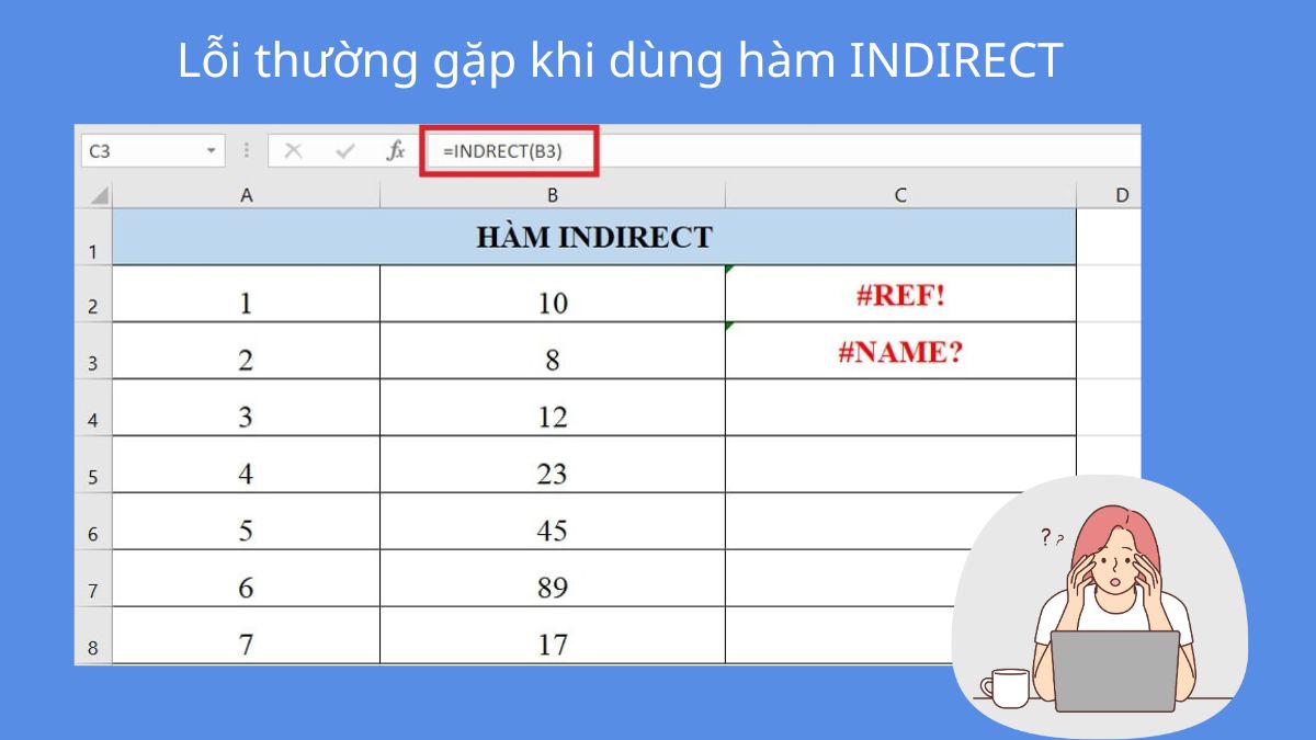 Lỗi thường gặp khi dùng hàm INDIRECT trong Google Sheets