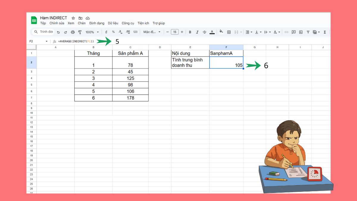Hàm INDIRECT trong Google Sheets với Named Ranges Bước 3