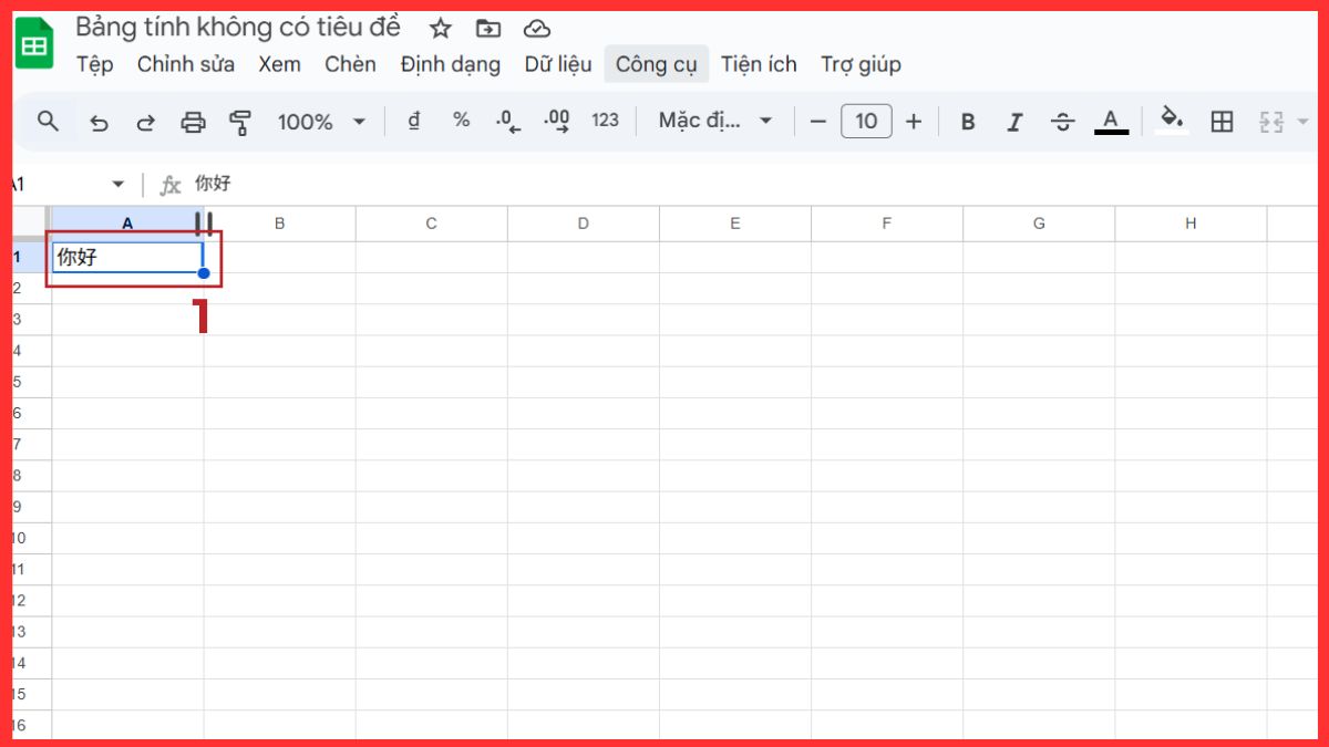 Cách sử dụng hàm Pinyin trong Google Sheet Bước 1