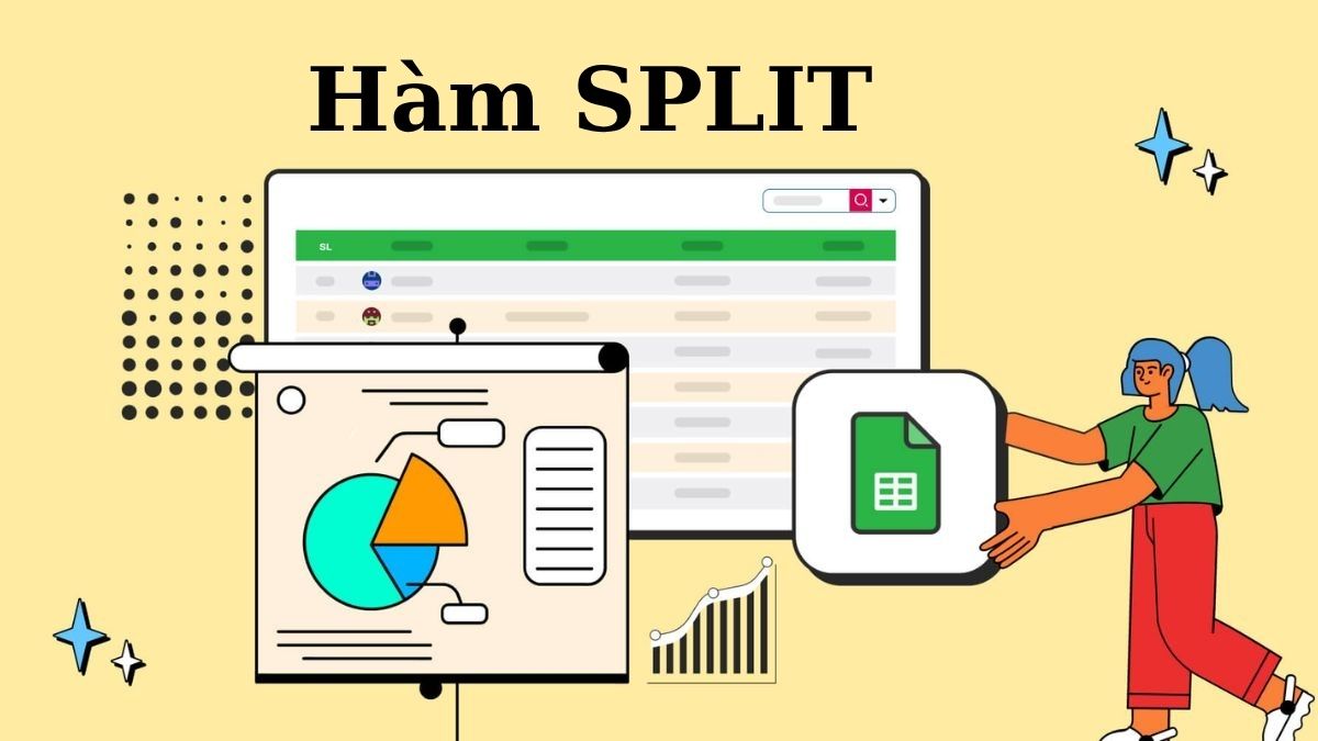 Hàm SPLIT trong Google Sheet tách dữ liệu trong một ô thành nhiều phần