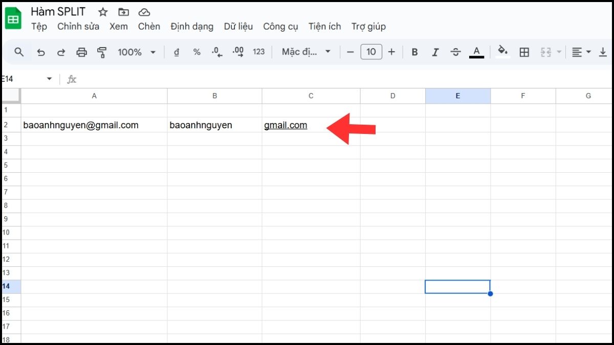 Các trường hợp dùng hàm SPLIT trong Google Sheet