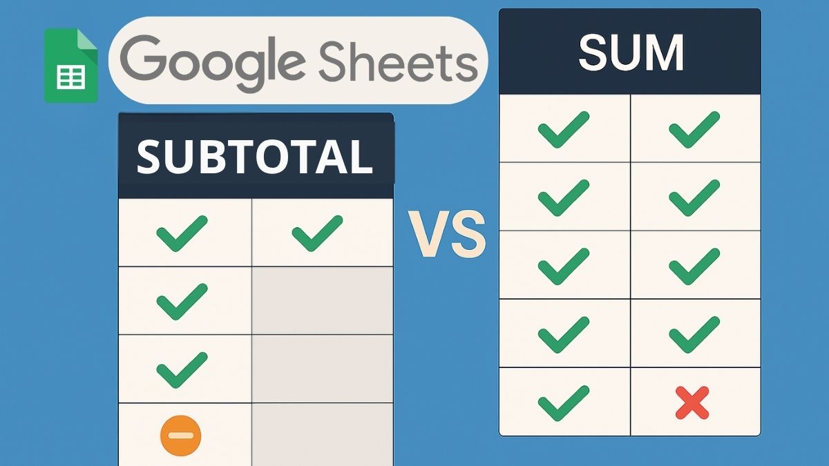 Điểm khác biệt giữa hàm SUBTOTAL vs SUM trong Google Sheet
