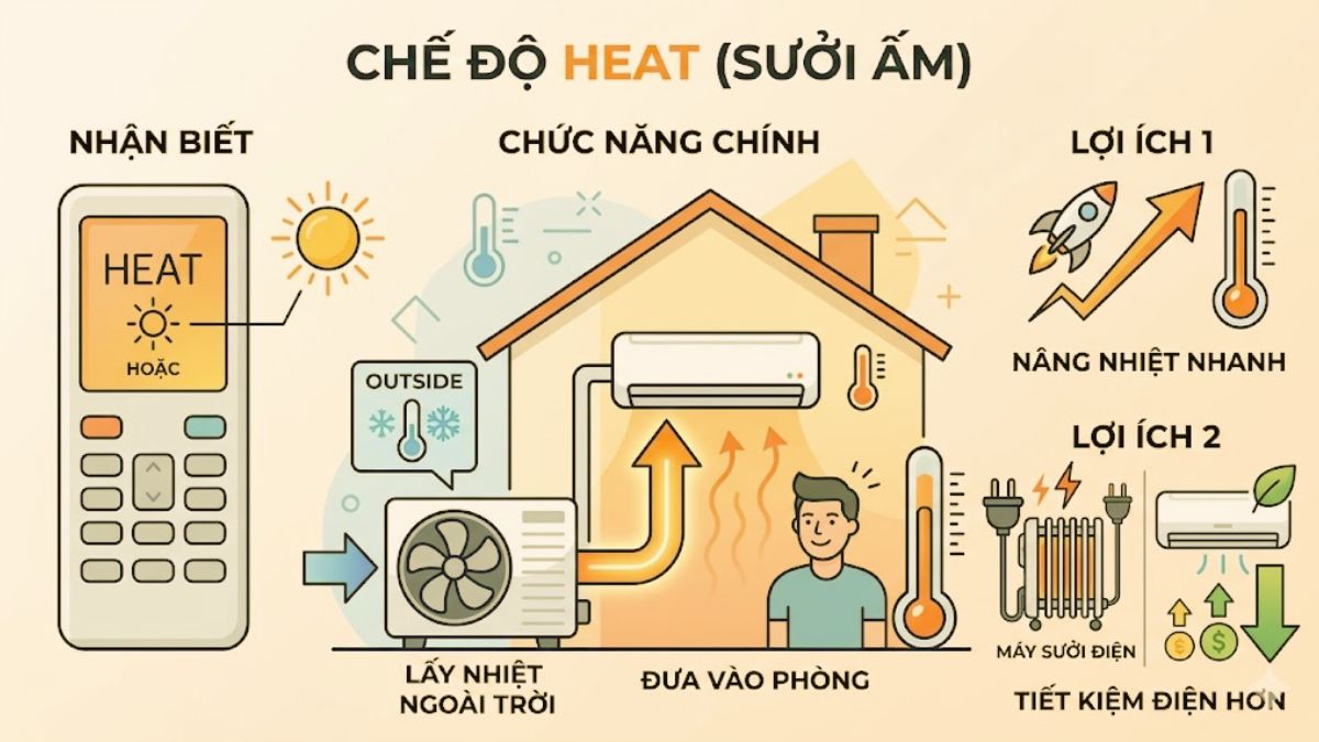 Chế độ Heat là gì trong điều hòa?
