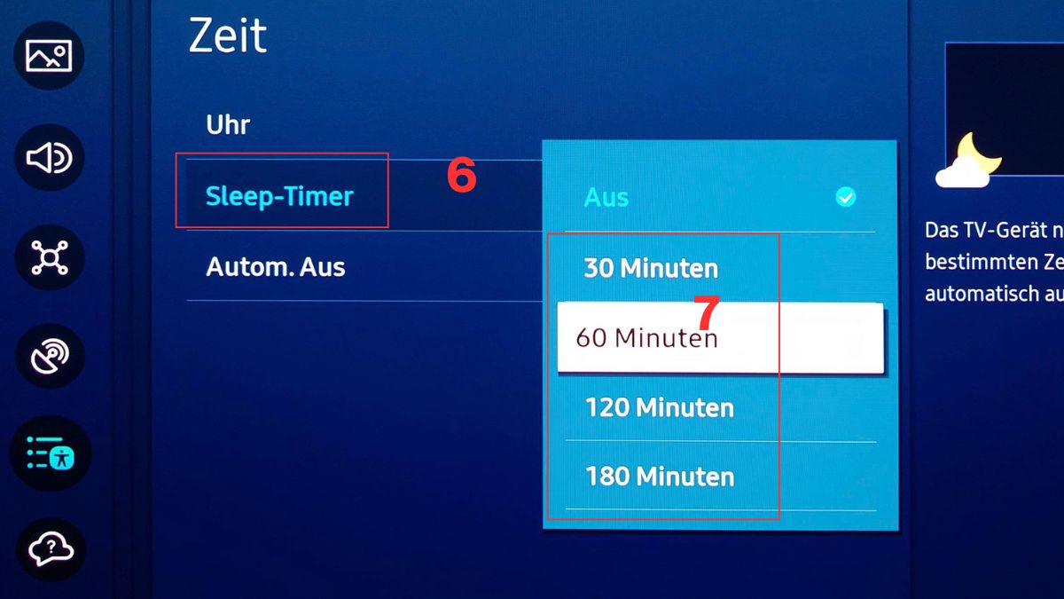 Các bước hẹn giờ tắt tivi Samsung bằng Sleep Timer