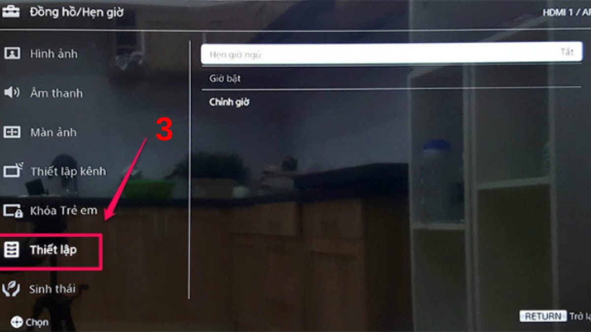 Hẹn giờ tắt tivi Sony theo chế độ ngủ bước 2
