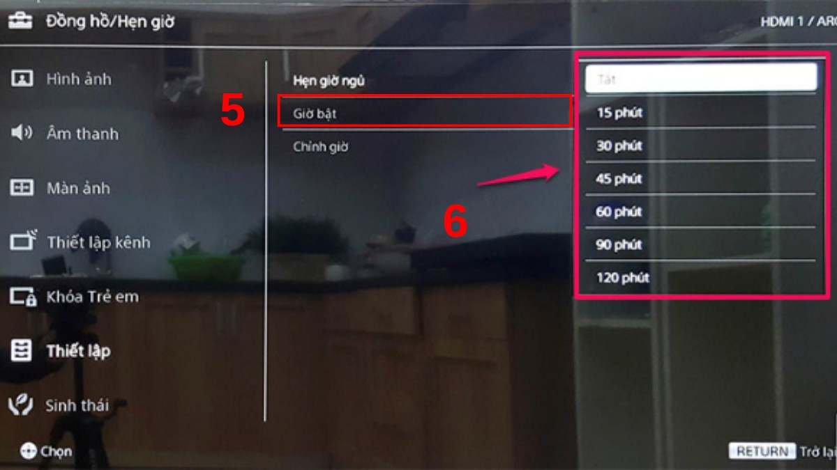 Hẹn giờ tắt tivi Sony theo chế độ ngủ bước 4