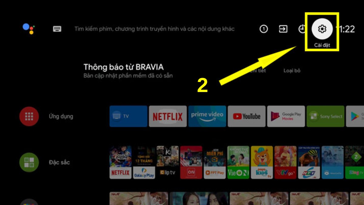 Cách hẹn giờ tắt tivi Sony tự động bước 1