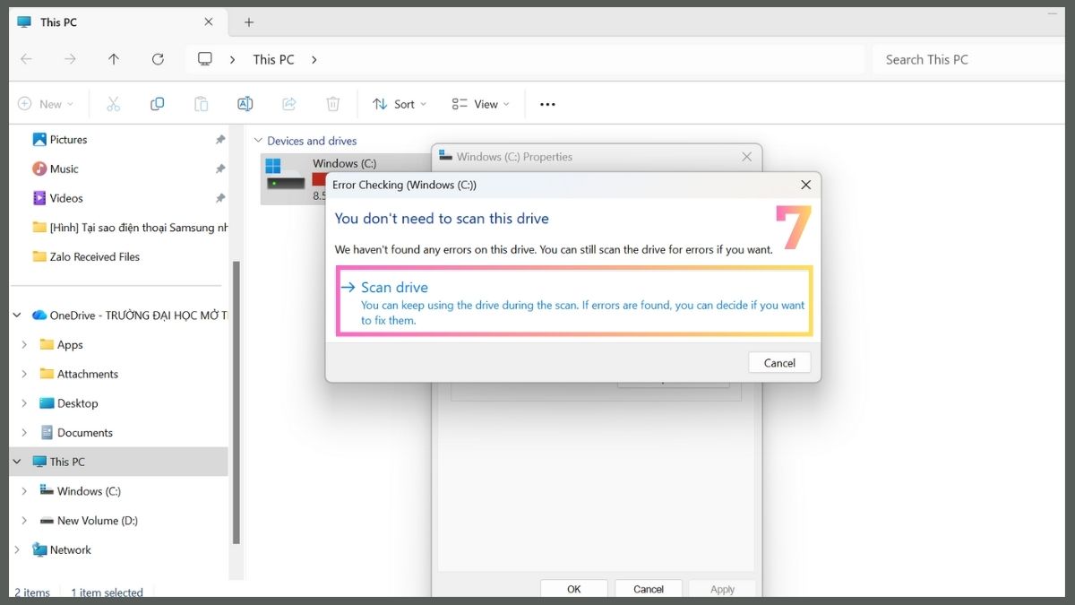 Cách giúp hiện ổ cứng bị ẩn: Chạy CHKDSK bước 3