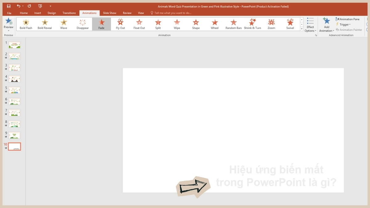 Hiệu ứng biến mất trong PowerPoint, một công cụ tạo chuyển động