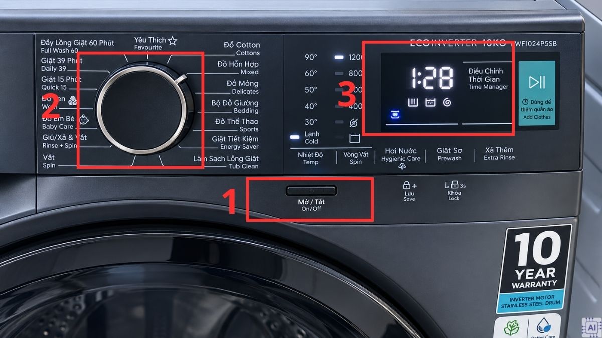 Cách sử dụng máy giặt Electrolux UltimateCare 500 với 5 bước cơ bản
