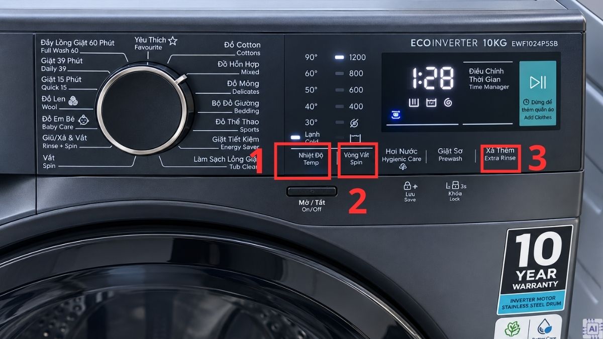 Cách sử dụng máy giặt Electrolux UltimateCare 500 với 5 bước cơ bản
