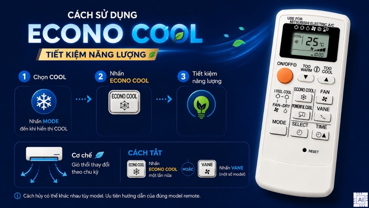 Các nút trên remote máy lạnh Mitsubishi Electric và chức năng