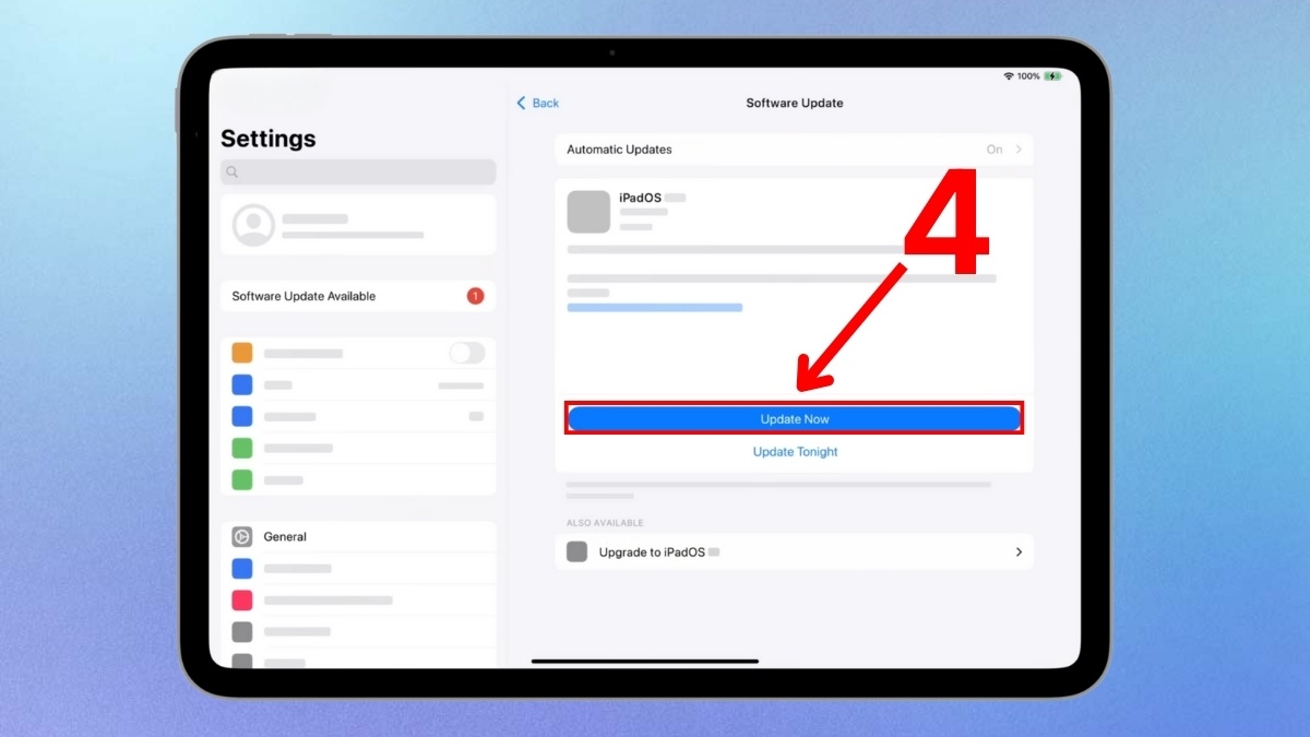 Cách khắc phục iPad bị loạn cảm ứng: Cập nhật iPadOS bước 3