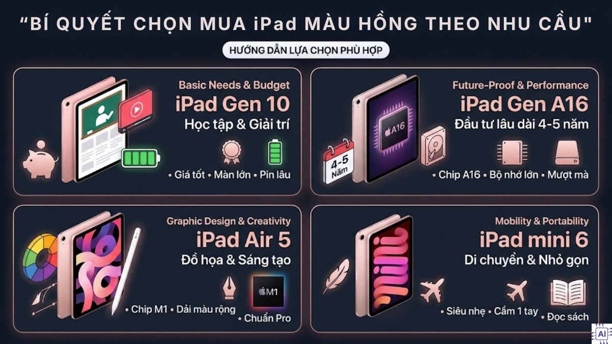 Kinh nghiệm chọn mua iPad màu hồng theo nhu cầu