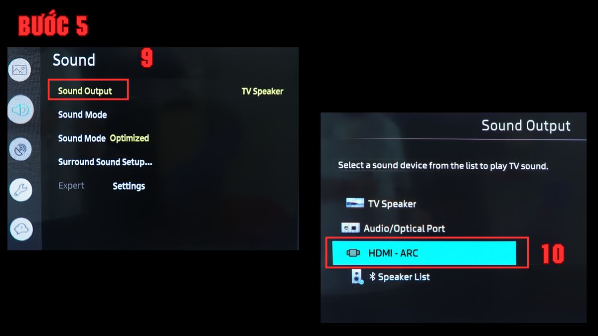 Cách kết nối amply với tivi Samsung qua cổng HDMI 