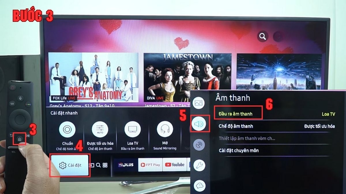 Kết nối amply với tivi Samsung bằng cổng Optical